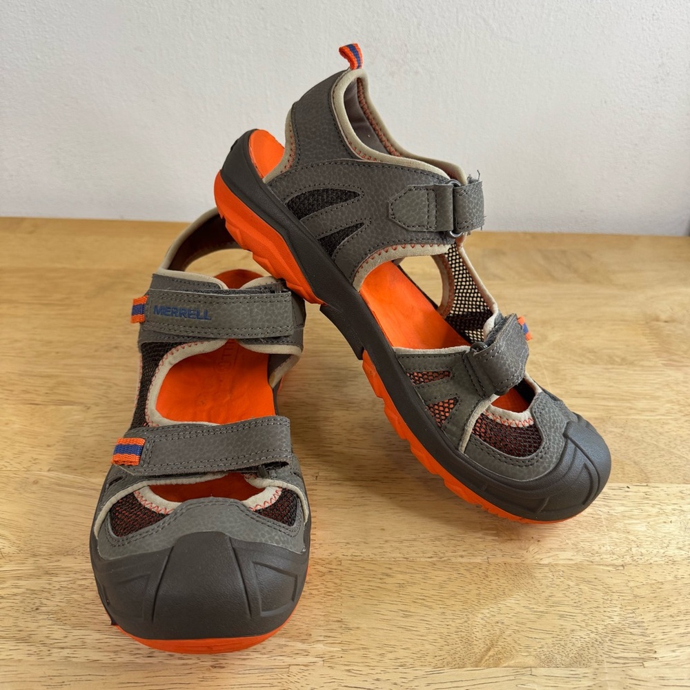 Merrell Kids' Charcoal and Bright Orange Sandals